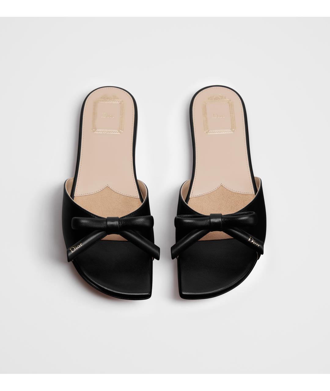 CHRISTIAN DIOR Черные кожаные шлепанцы, фото 3