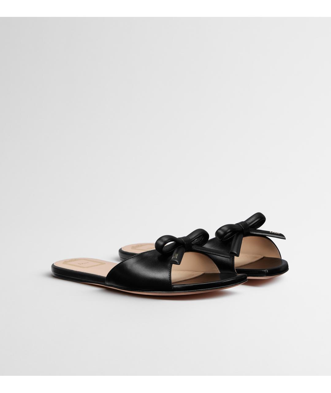 CHRISTIAN DIOR Черные кожаные шлепанцы, фото 2