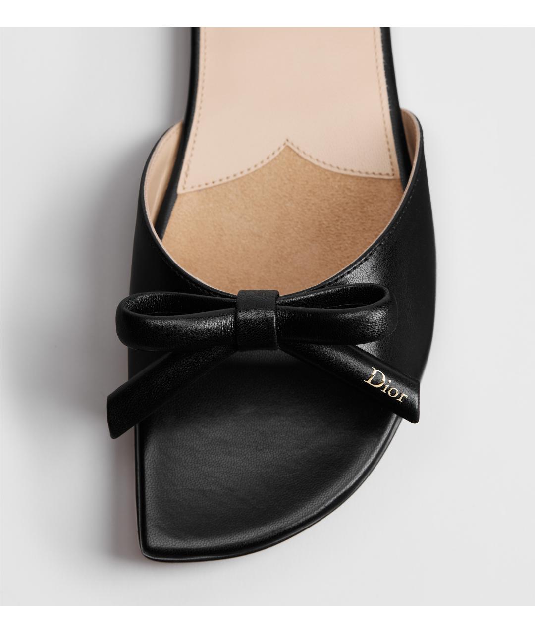 CHRISTIAN DIOR Черные кожаные шлепанцы, фото 5