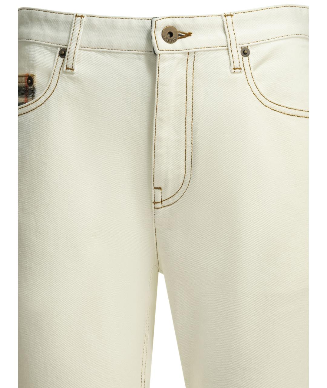 BURBERRY Белые хлопковые прямые джинсы, фото 4