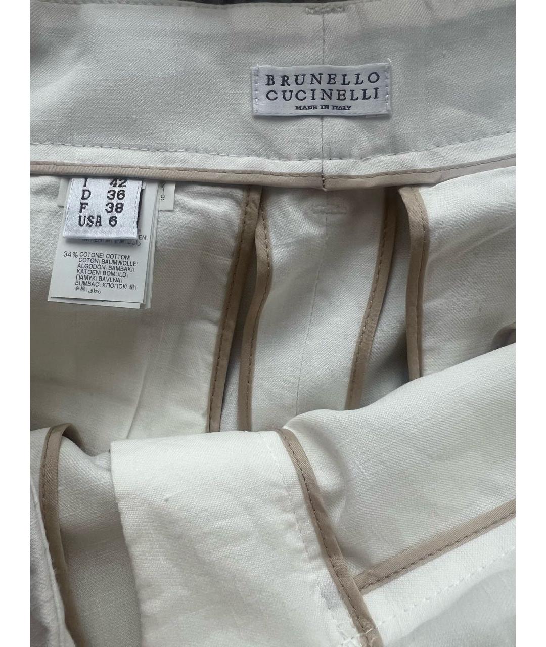 BRUNELLO CUCINELLI Белые льняные брюки узкие, фото 3