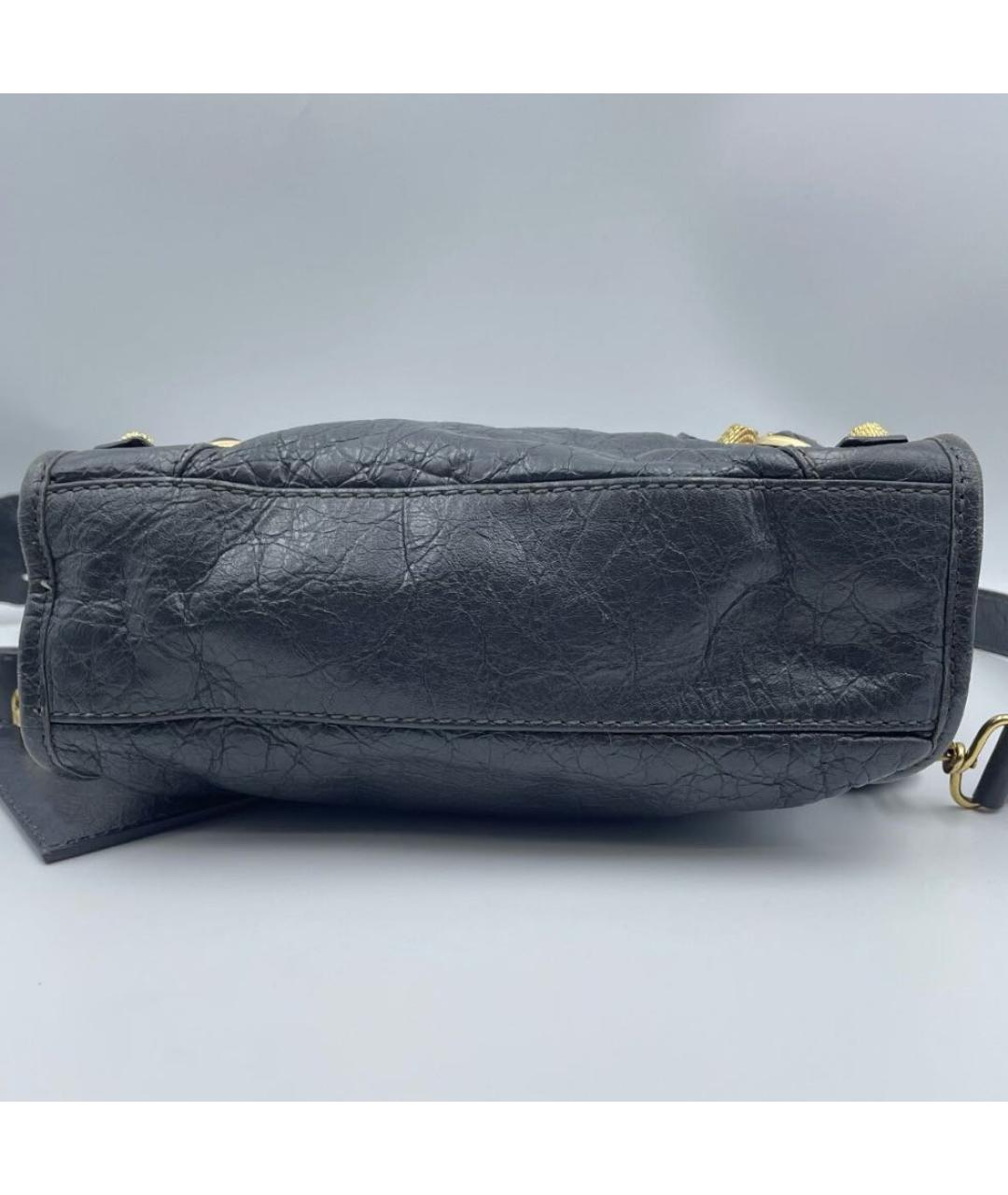 BALENCIAGA Темно-синяя кожаная сумка с короткими ручками, фото 4