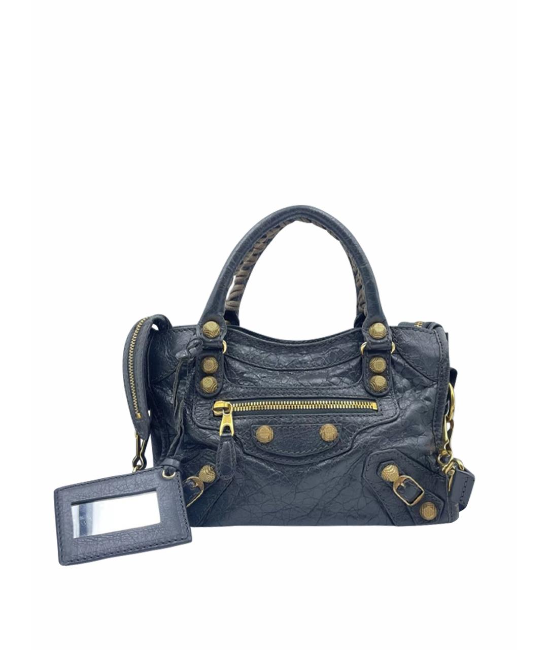 BALENCIAGA Темно-синяя кожаная сумка с короткими ручками, фото 1