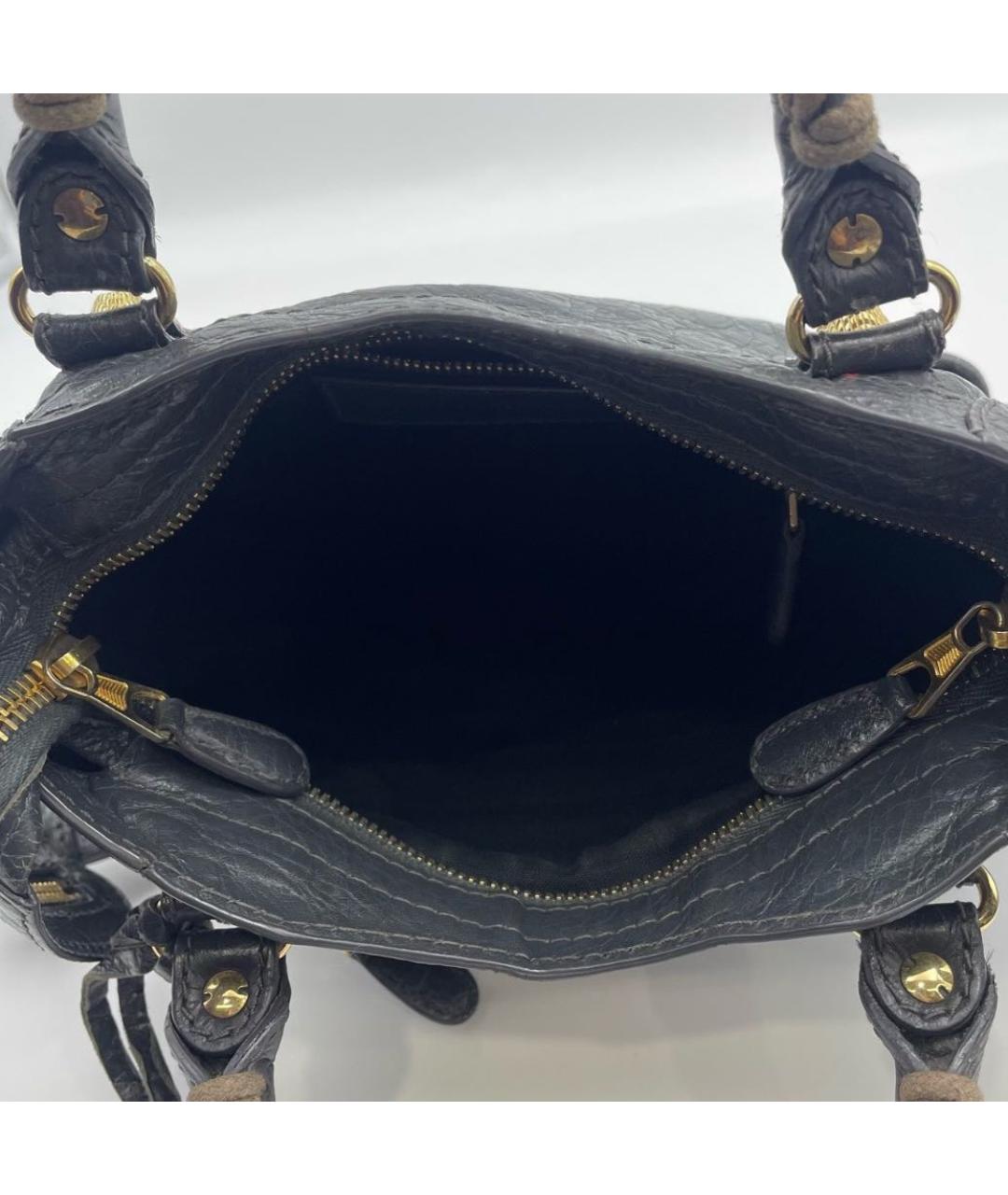 BALENCIAGA Темно-синяя кожаная сумка с короткими ручками, фото 5