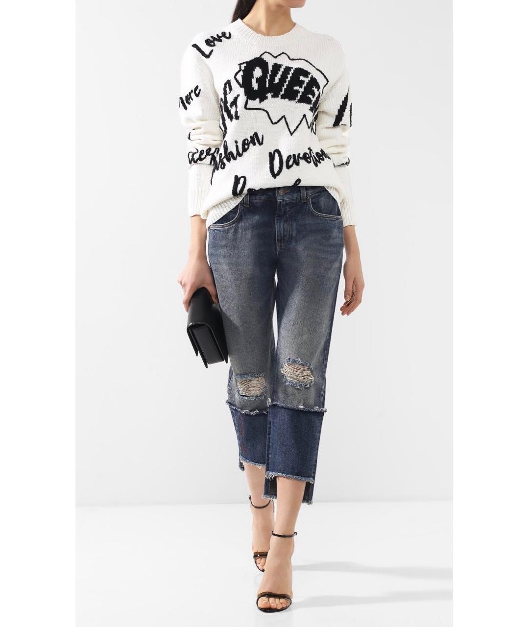 DOLCE&GABBANA Синие хлопко-эластановые прямые джинсы, фото 2