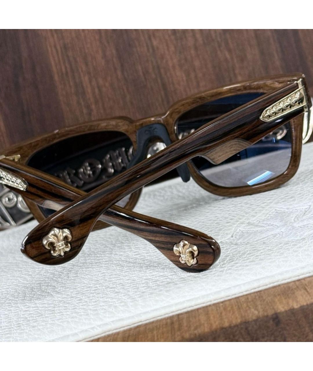CHROME HEARTS Коричневые деревянные солнцезащитные очки, фото 4