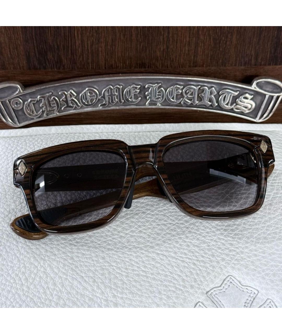 CHROME HEARTS Коричневые деревянные солнцезащитные очки, фото 2