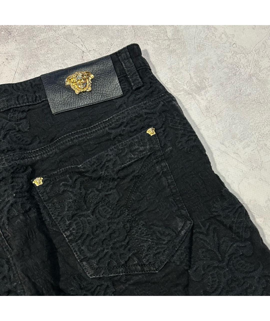 VERSACE Черные хлопковые джинсы скинни, фото 3