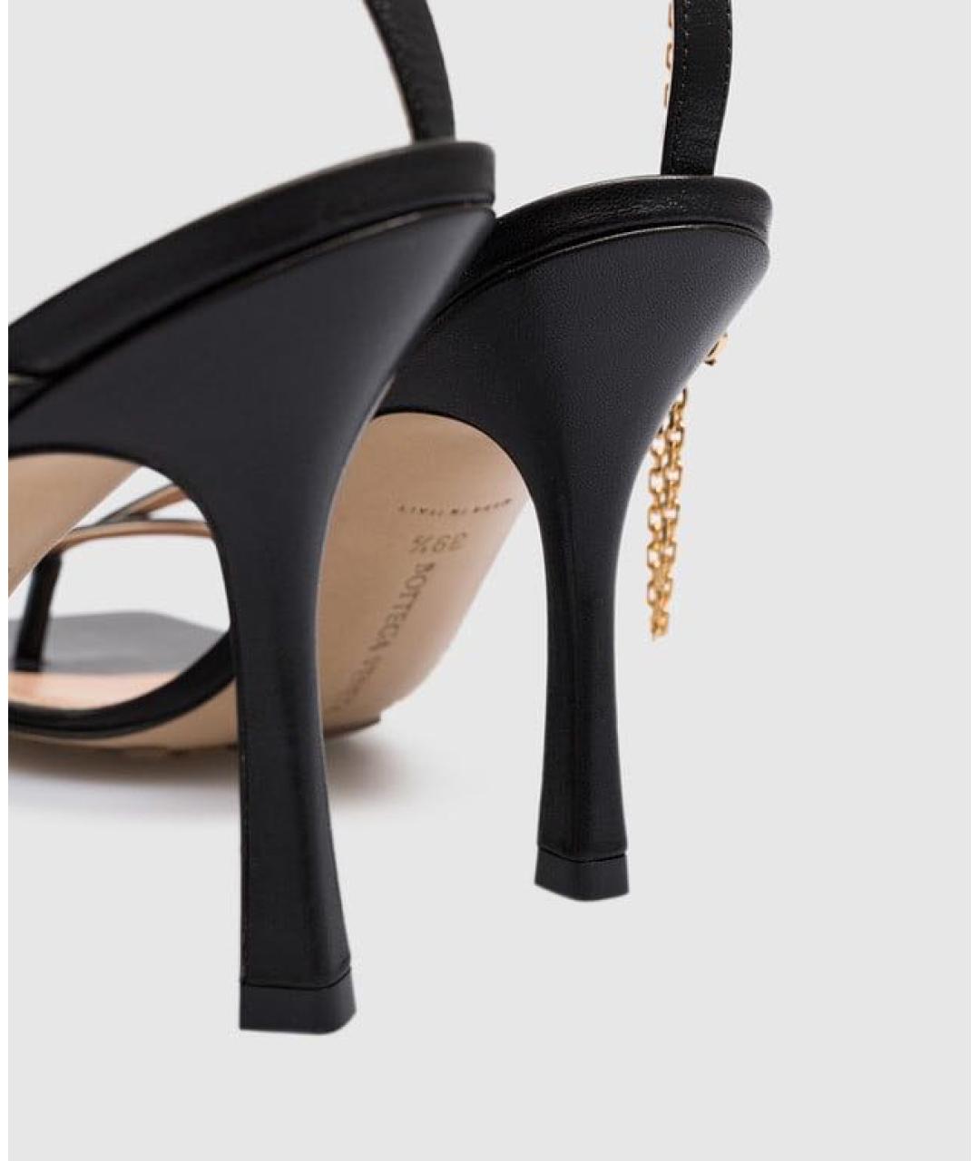 BOTTEGA VENETA Черные кожаные босоножки, фото 5