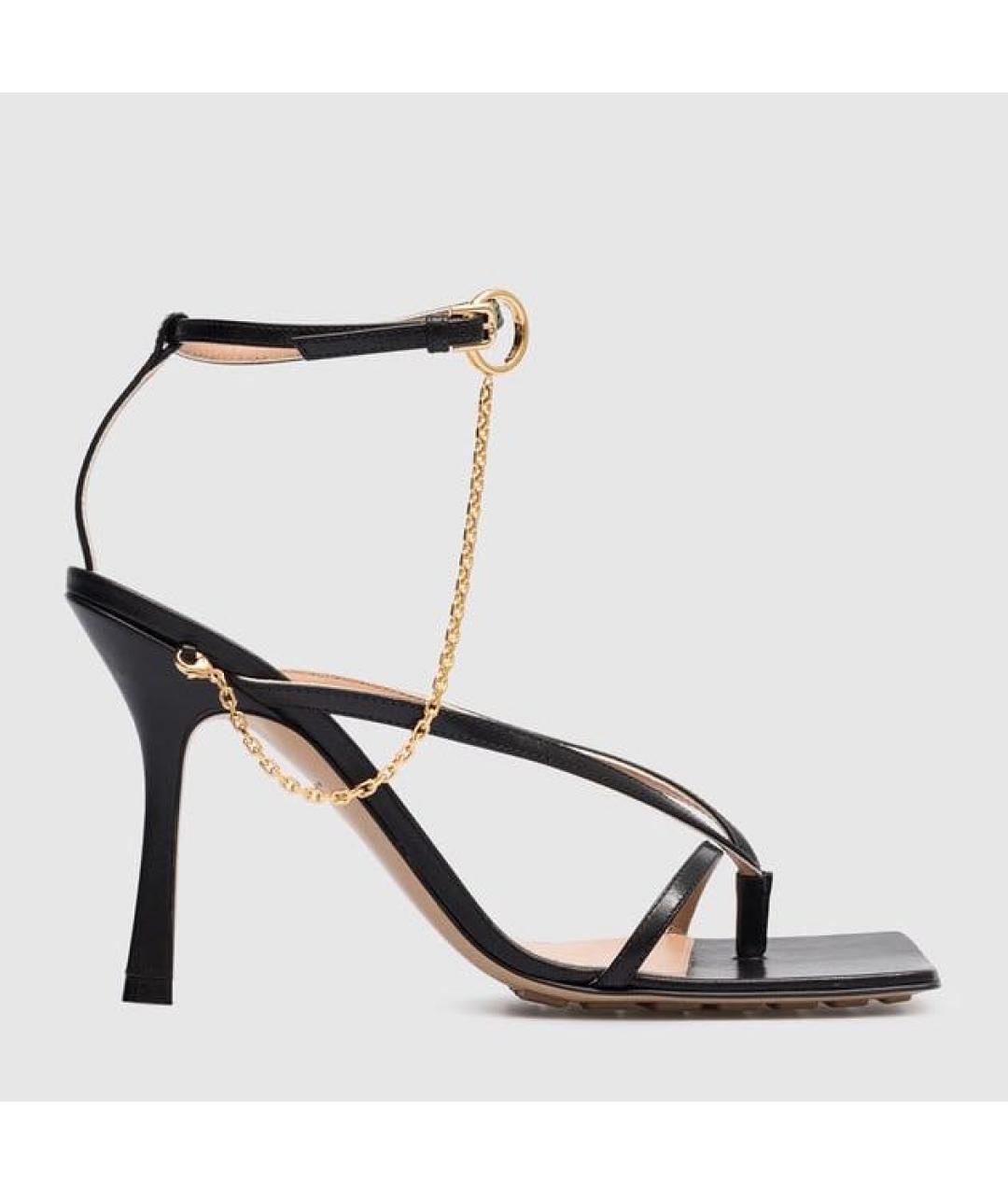 BOTTEGA VENETA Черные кожаные босоножки, фото 2