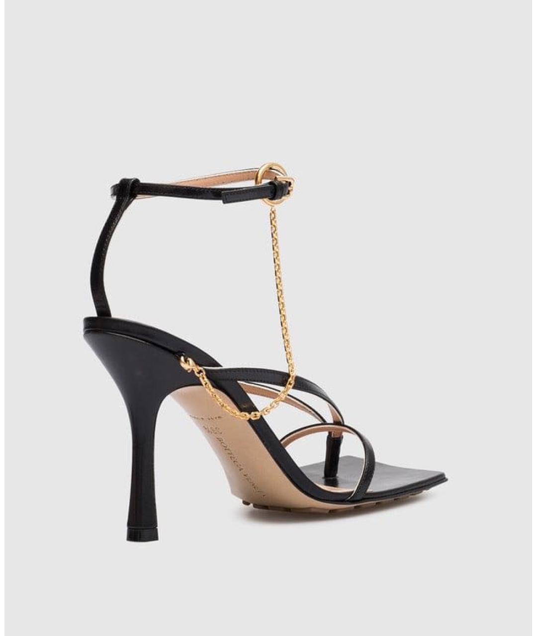 BOTTEGA VENETA Черные кожаные босоножки, фото 4