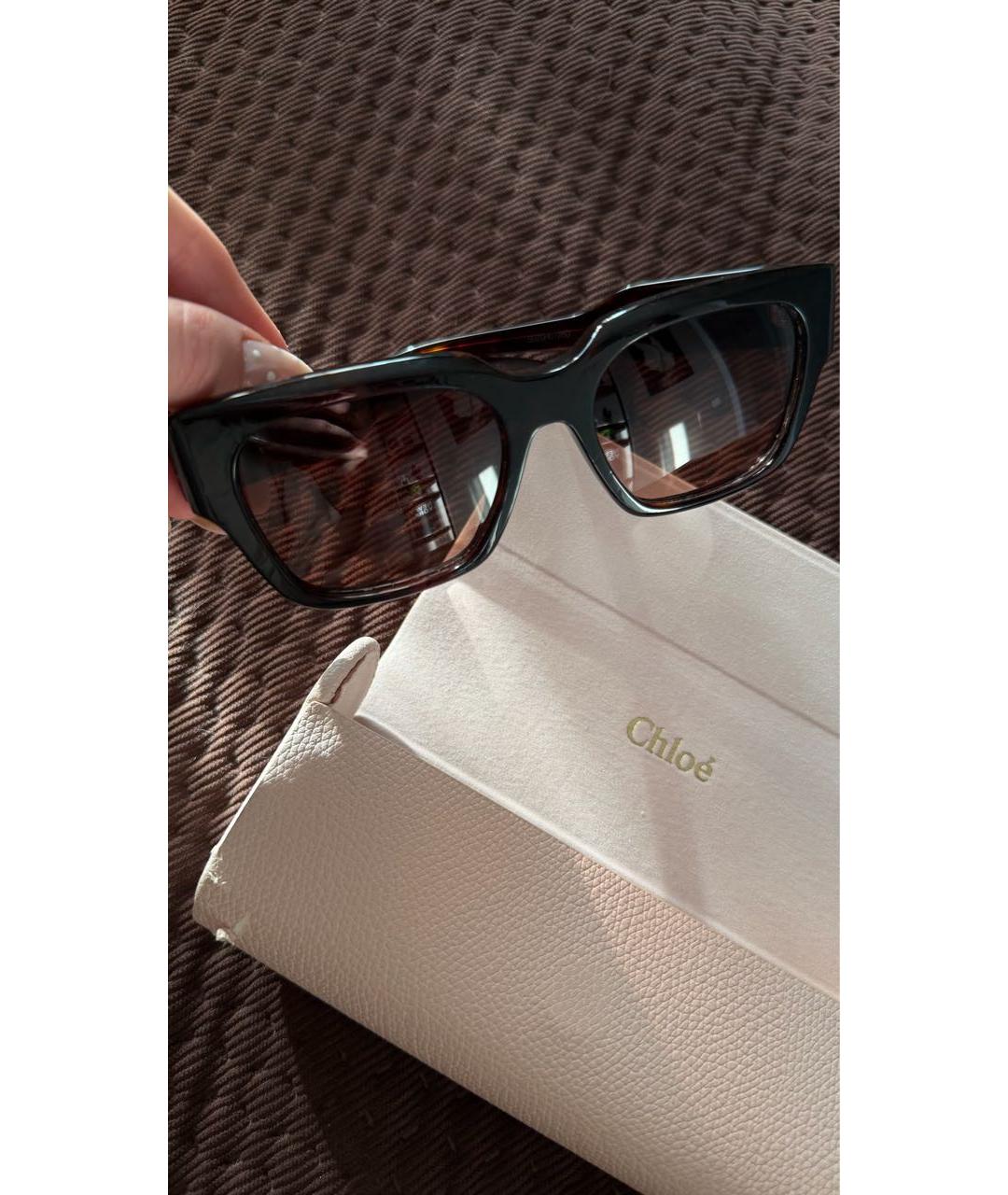 CHLOE Коричневые пластиковые солнцезащитные очки, фото 2