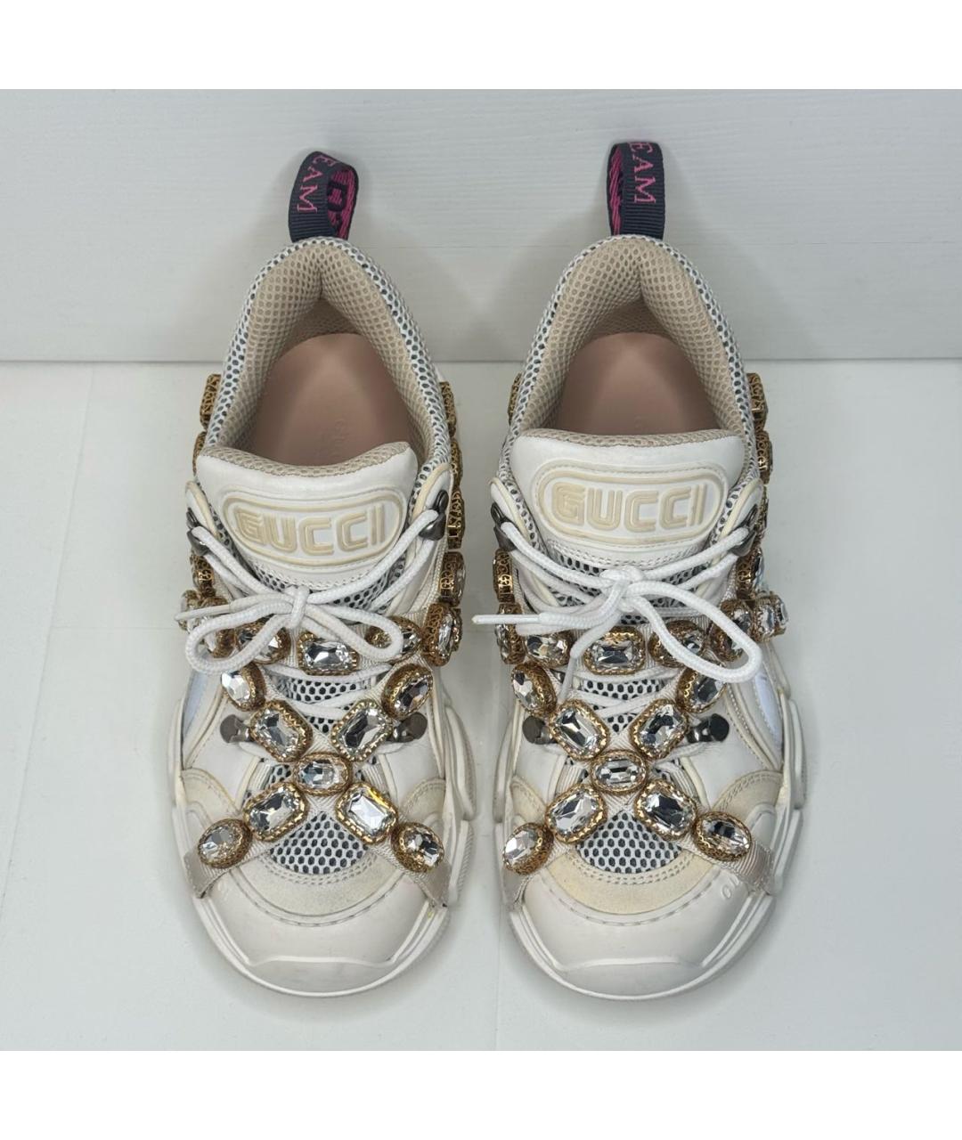 GUCCI Белые кожаные кроссовки, фото 3