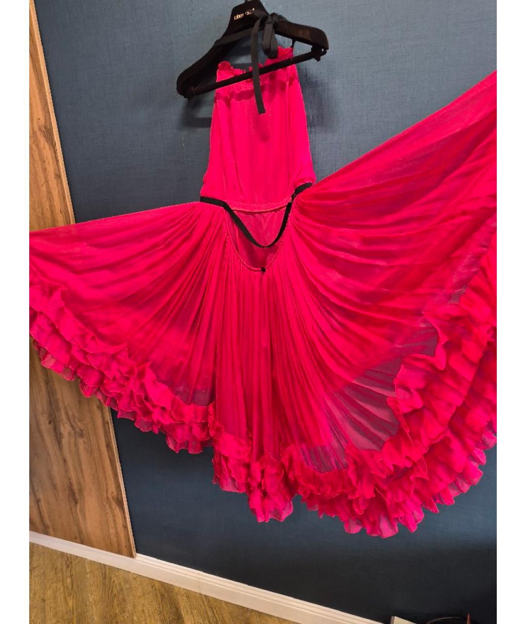 DOLCE&GABBANA Фуксия шелковое коктейльное платье, фото 3