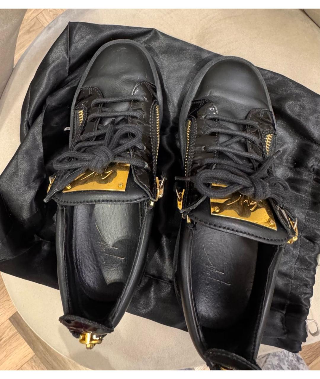 GIUSEPPE ZANOTTI DESIGN Черные кожаные кеды, фото 3