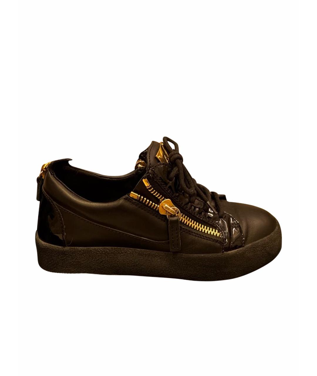 GIUSEPPE ZANOTTI DESIGN Черные кожаные кеды, фото 1