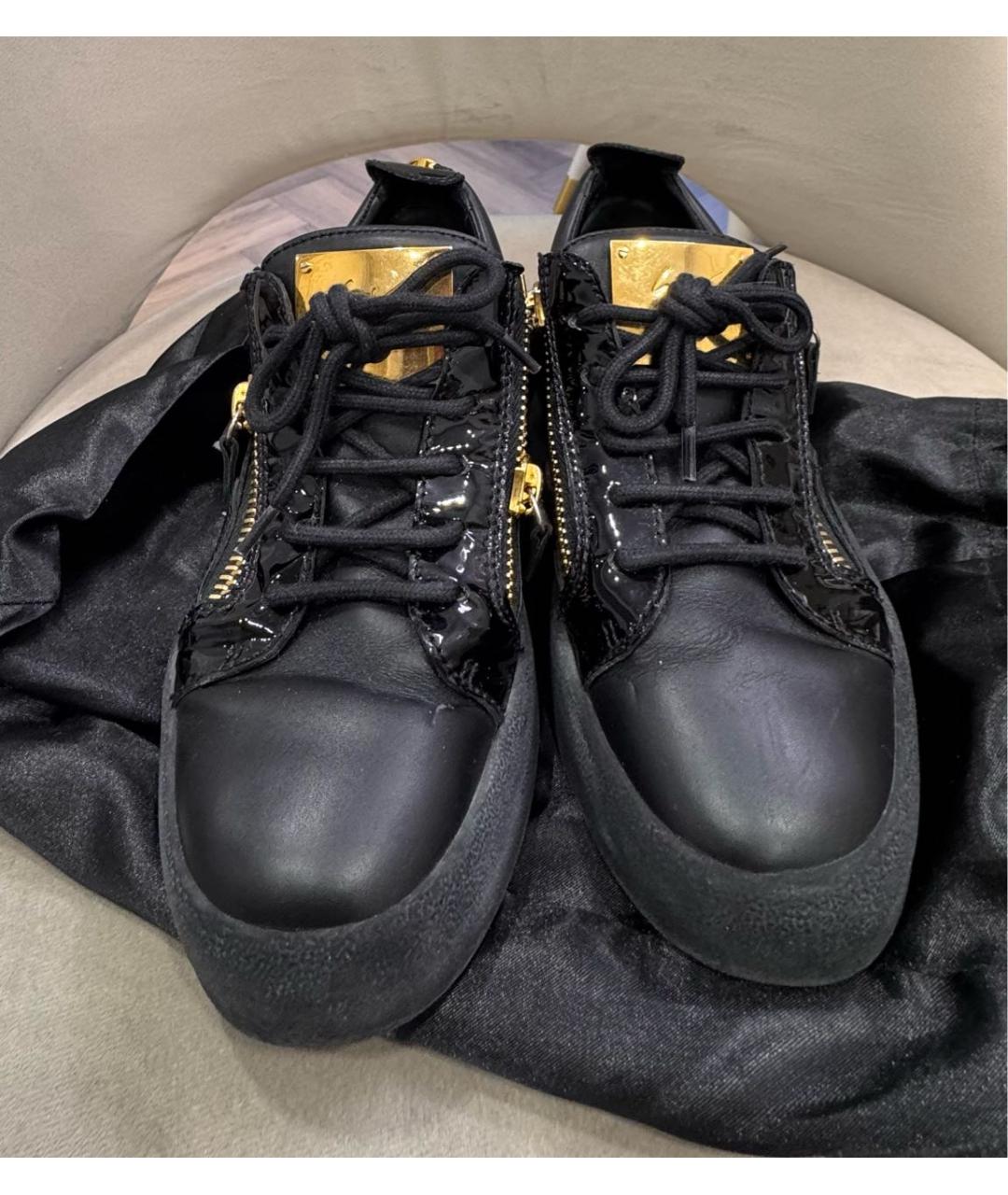GIUSEPPE ZANOTTI DESIGN Черные кожаные кеды, фото 2