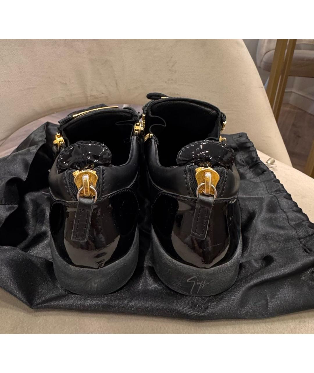 GIUSEPPE ZANOTTI DESIGN Черные кожаные кеды, фото 4