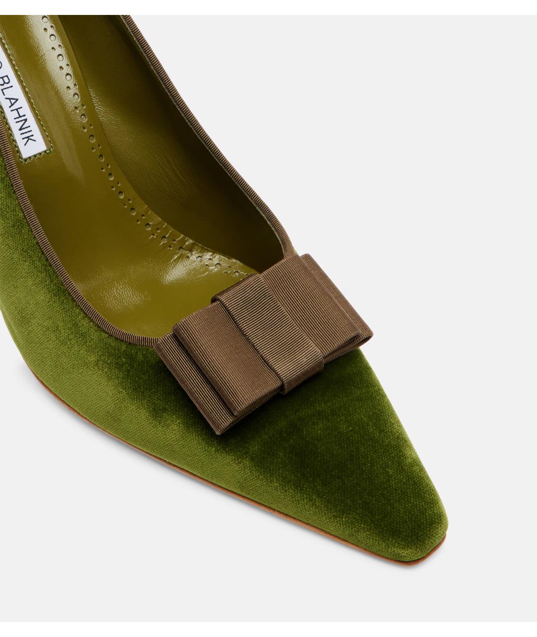 MANOLO BLAHNIK Зеленые бархатные туфли, фото 4