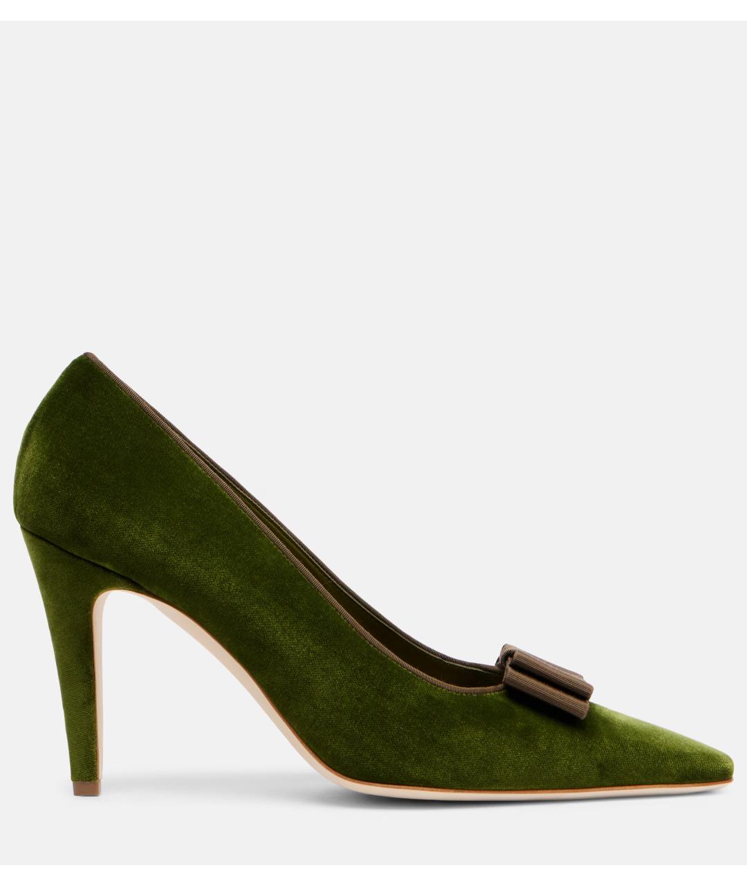 MANOLO BLAHNIK Зеленые бархатные туфли, фото 6