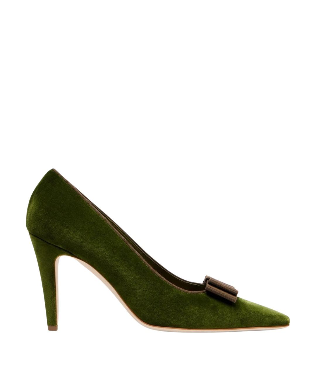 MANOLO BLAHNIK Зеленые бархатные туфли, фото 1