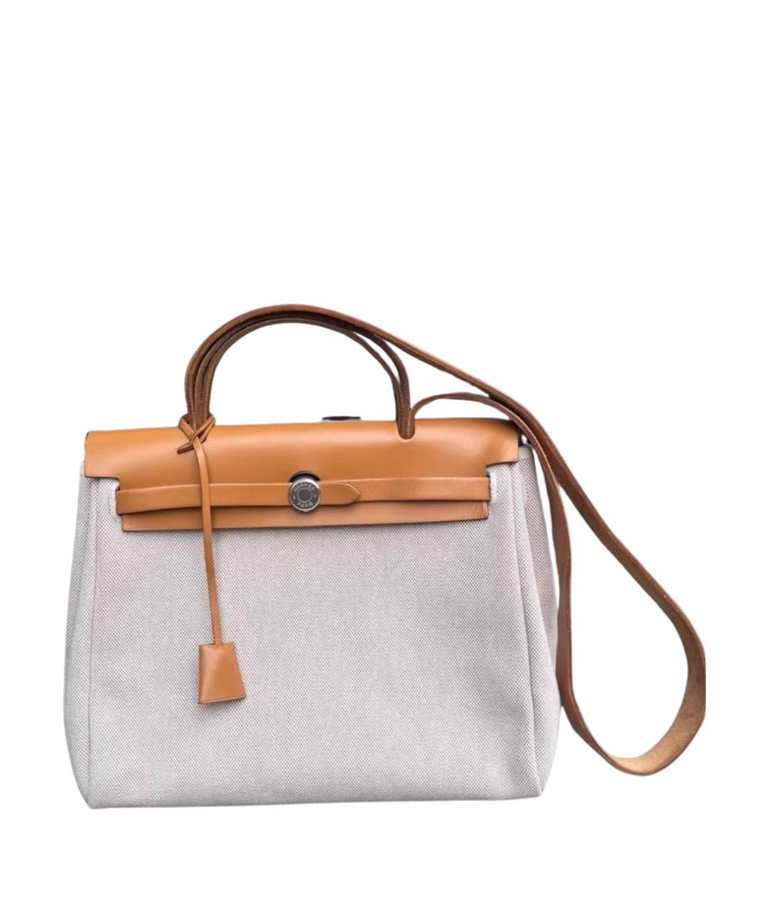 HERMES Бежевая тканевая сумка через плечо, фото 1