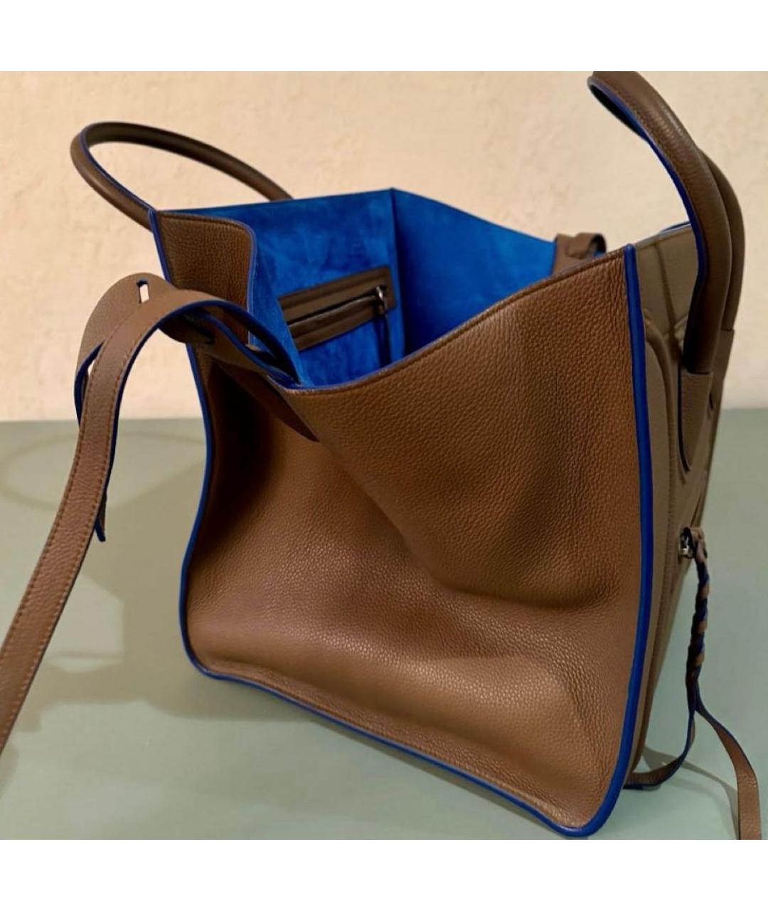 CELINE Коричневая кожаная сумка тоут, фото 3