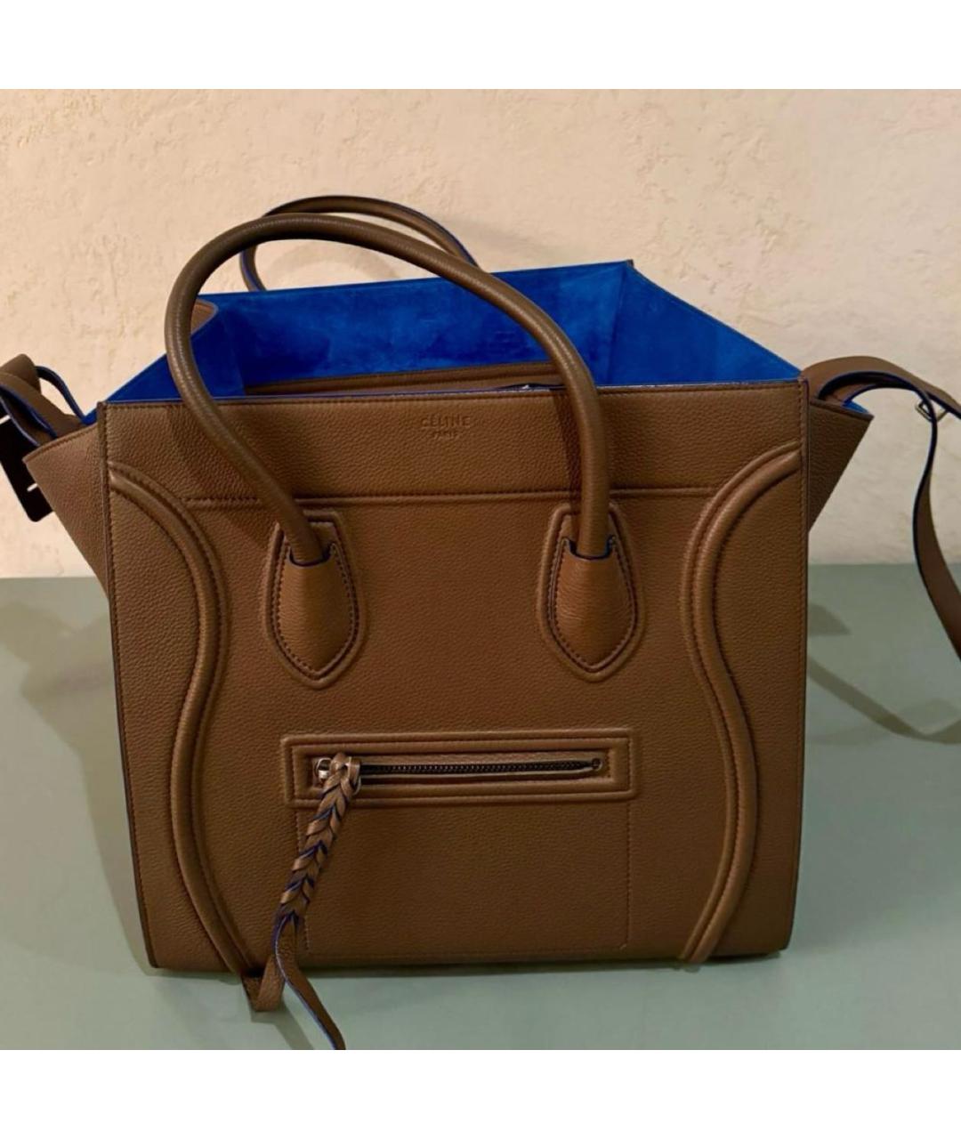 CELINE Коричневая кожаная сумка тоут, фото 2