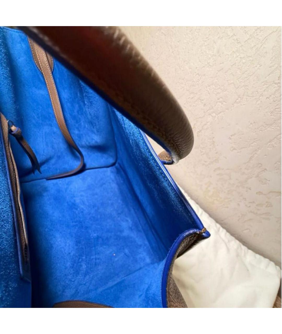 CELINE Коричневая кожаная сумка тоут, фото 4