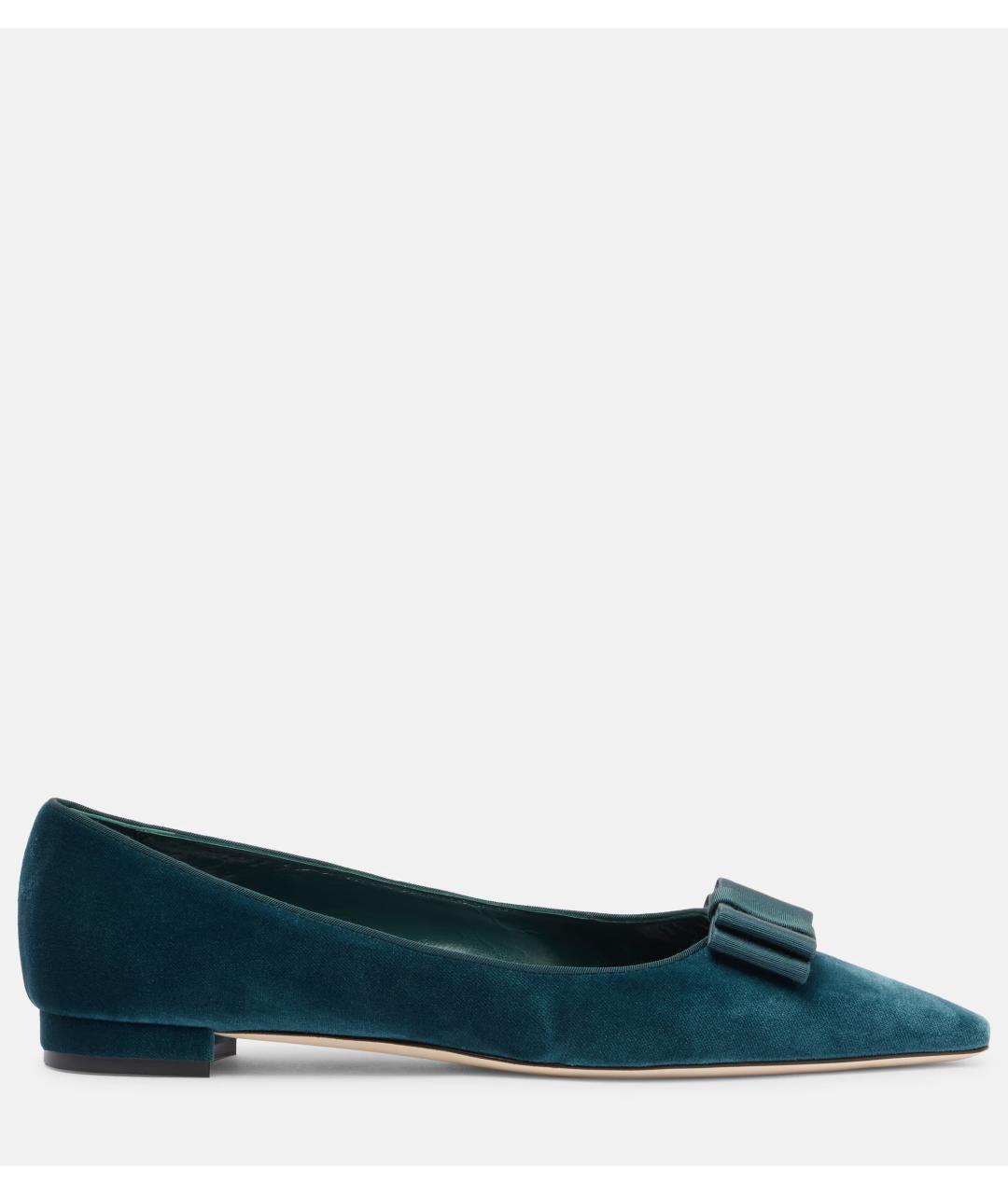 MANOLO BLAHNIK Зеленые бархатные балетки, фото 6
