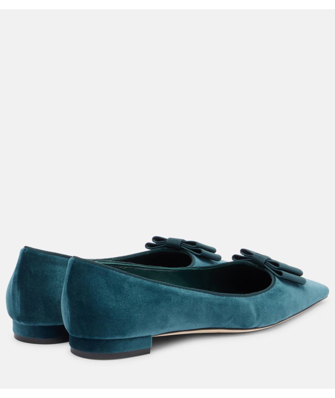 MANOLO BLAHNIK Зеленые бархатные балетки, фото 3