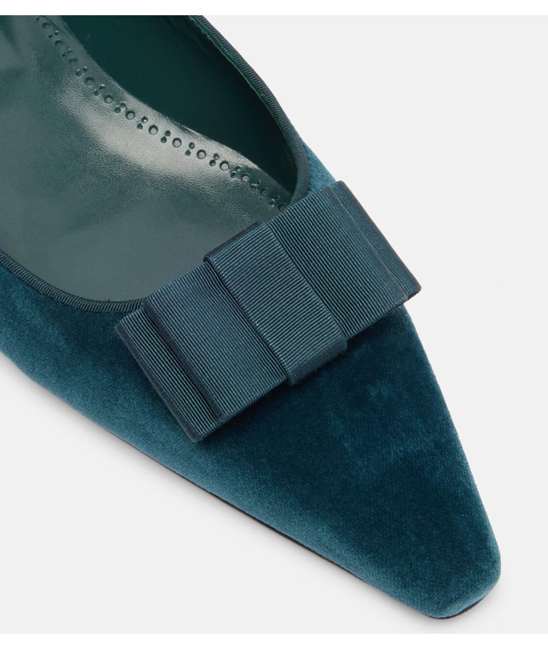 MANOLO BLAHNIK Зеленые бархатные балетки, фото 5