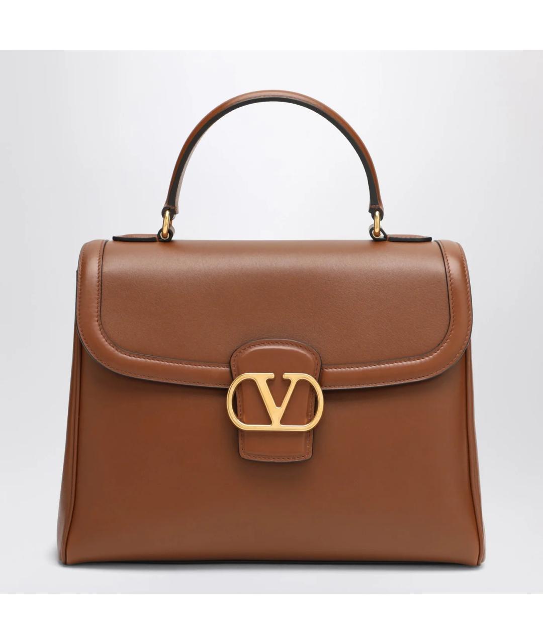 VALENTINO Коричневая кожаная сумка тоут, фото 3