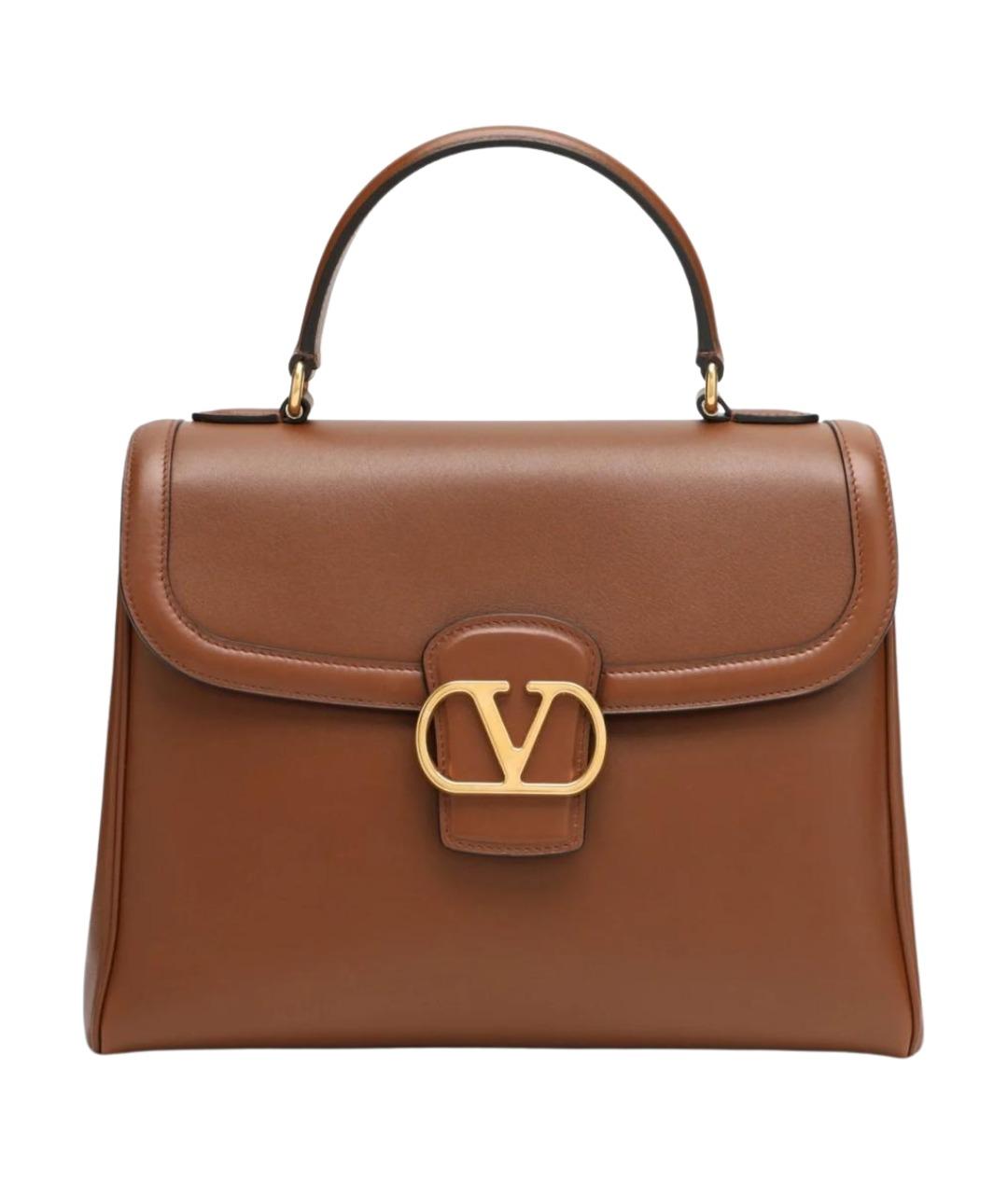 VALENTINO Коричневая кожаная сумка тоут, фото 1