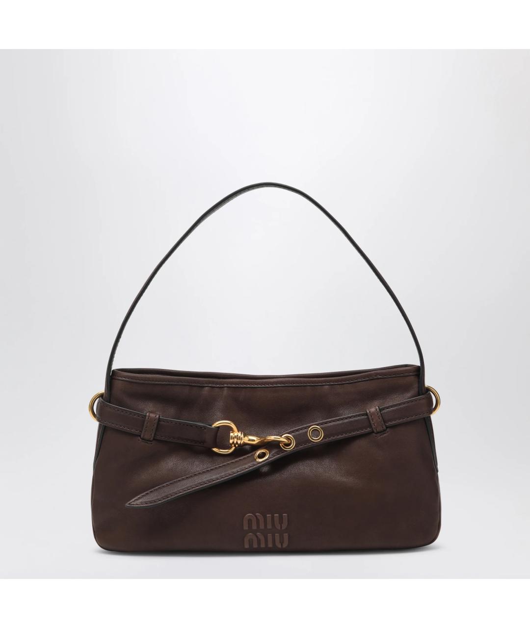 MIU MIU Коричневая кожаная сумка через плечо, фото 3