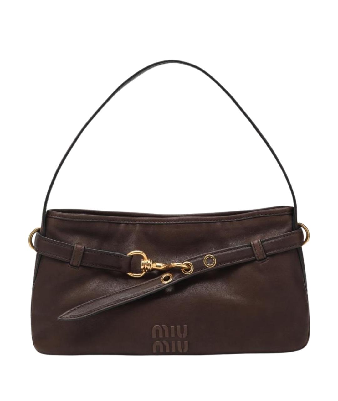 MIU MIU Коричневая кожаная сумка через плечо, фото 1