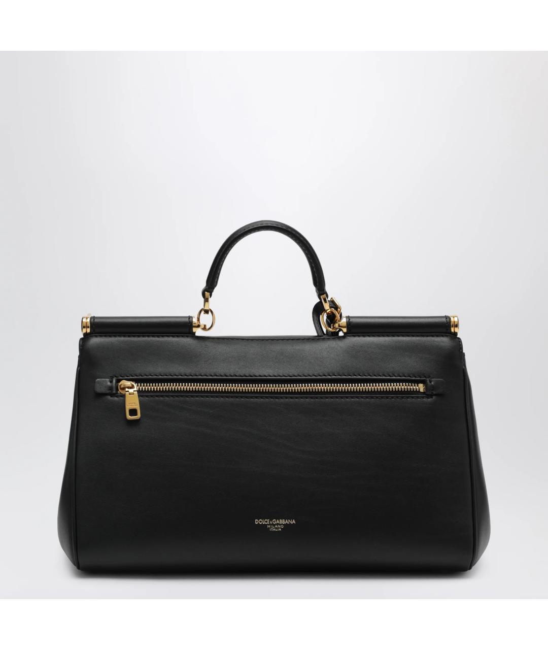 DOLCE&GABBANA Черная кожаная сумка тоут, фото 2