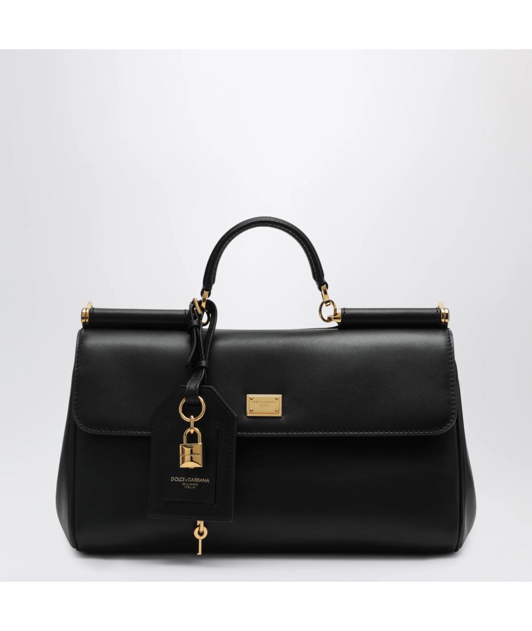 DOLCE&GABBANA Черная кожаная сумка тоут, фото 3