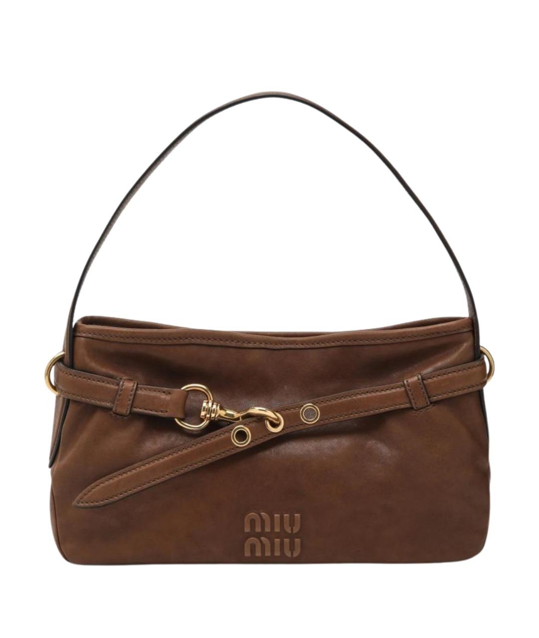 MIU MIU Коричневая кожаная сумка через плечо, фото 1