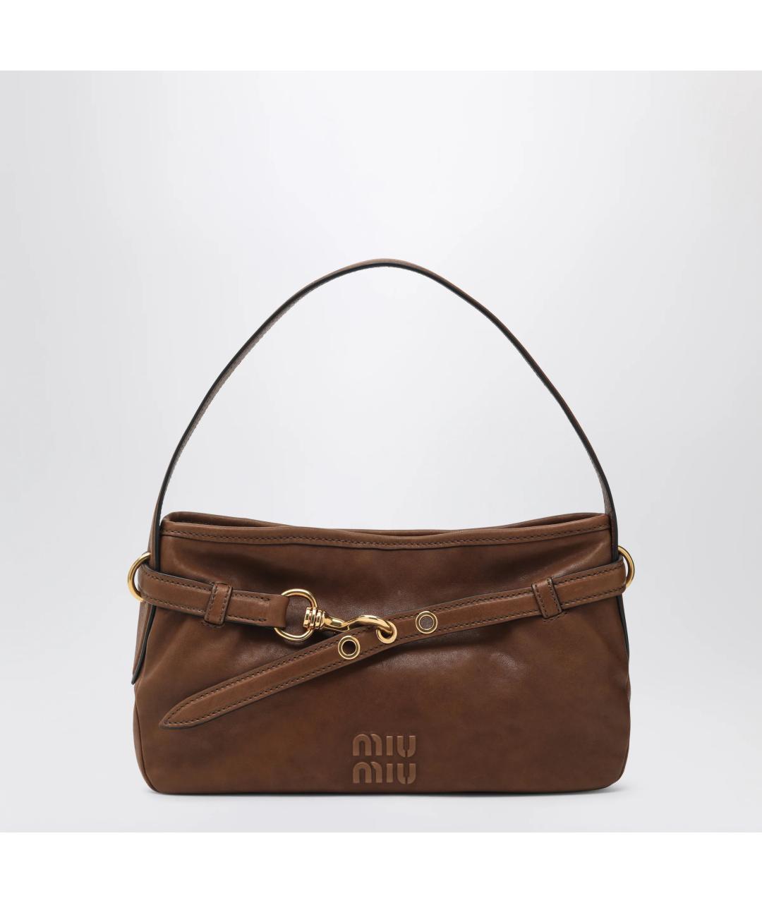 MIU MIU Коричневая кожаная сумка через плечо, фото 3