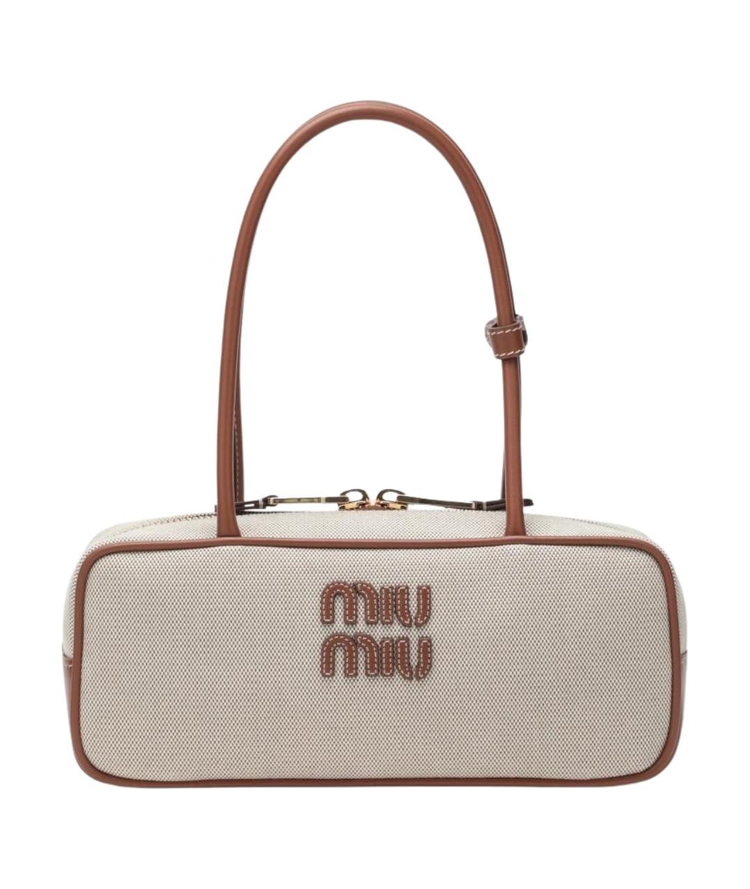 MIU MIU Бежевая тканевая сумка тоут, фото 1