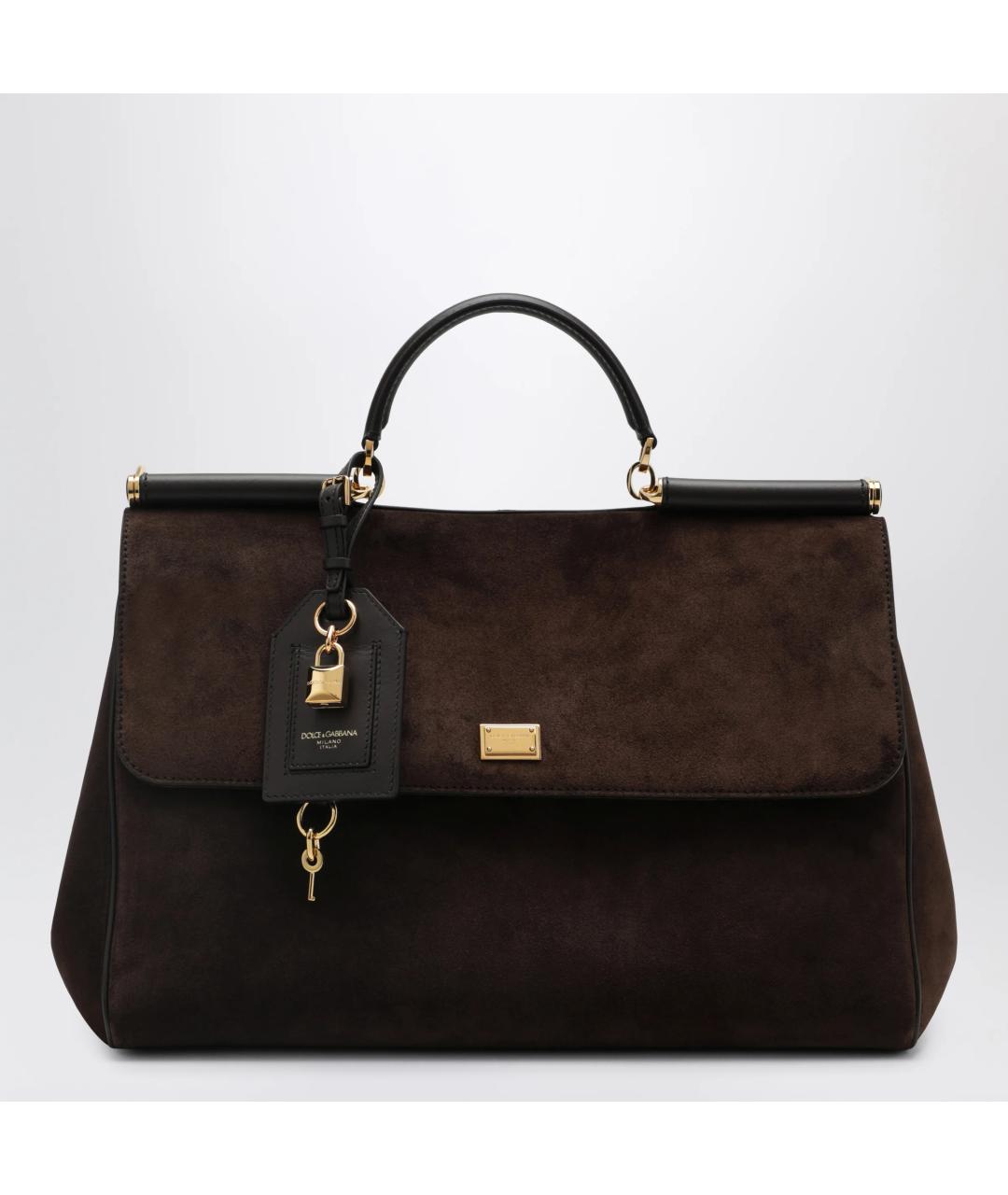 DOLCE&GABBANA Коричневая замшевая сумка тоут, фото 3
