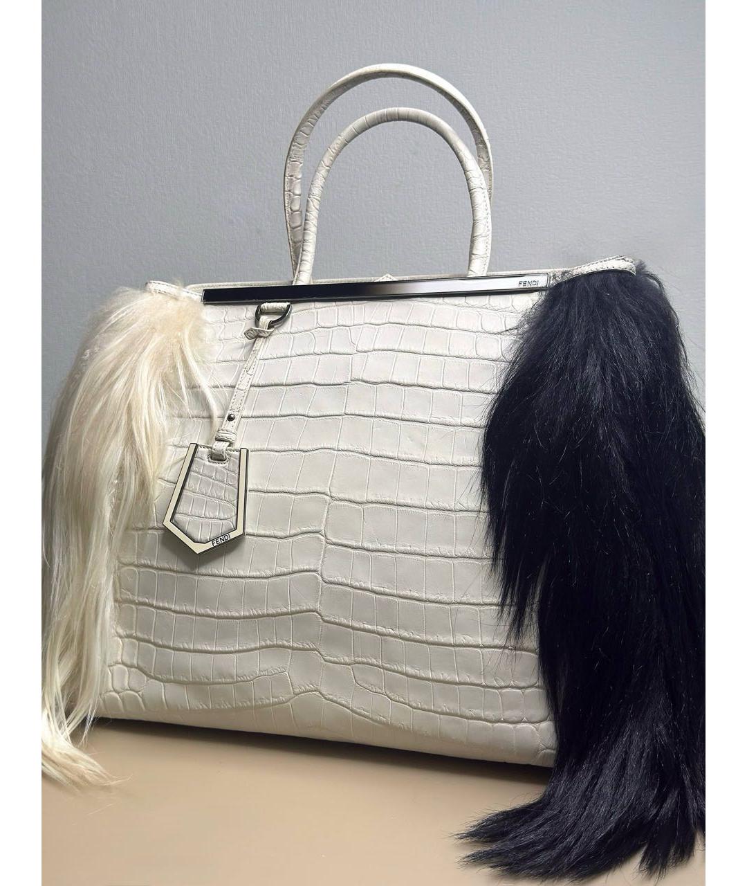 FENDI Белая кожаная сумка тоут, фото 2