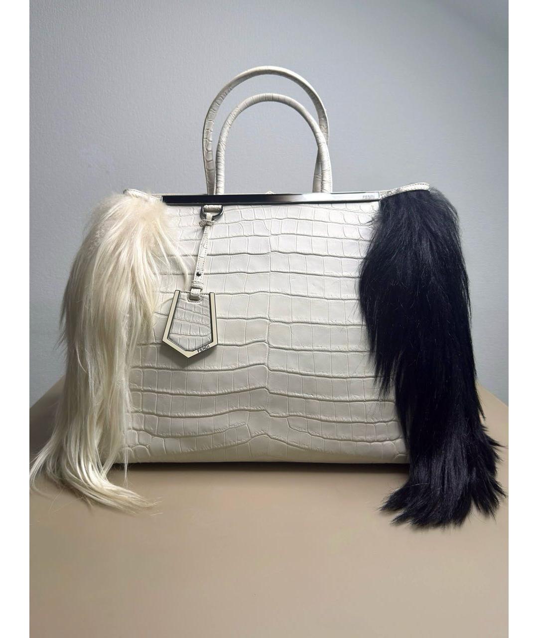 FENDI Белая кожаная сумка тоут, фото 9