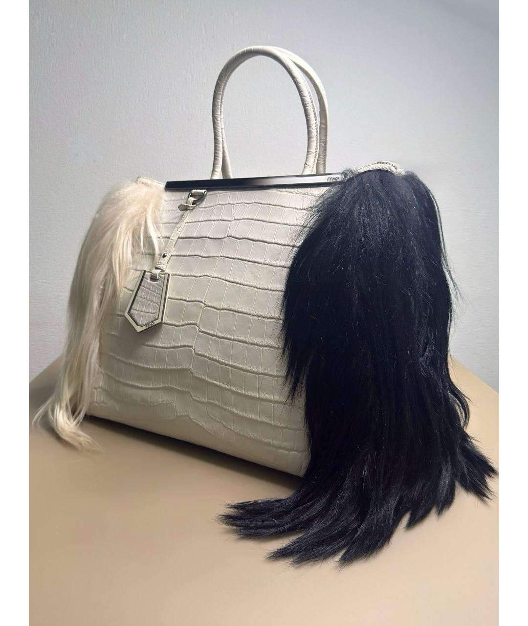 FENDI Белая кожаная сумка тоут, фото 5