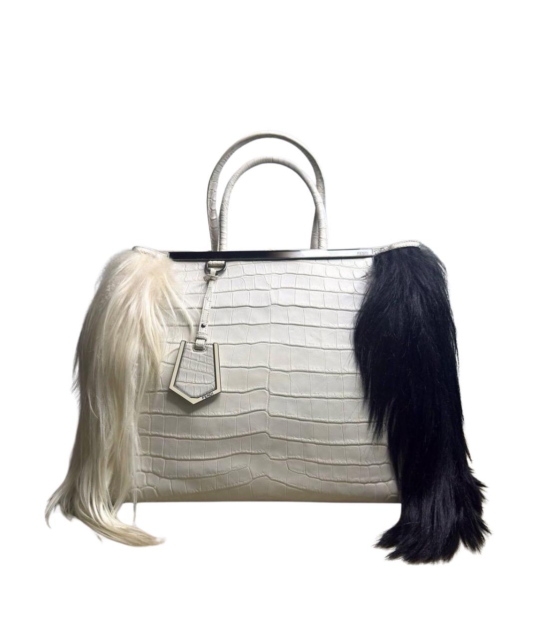 FENDI Белая кожаная сумка тоут, фото 1