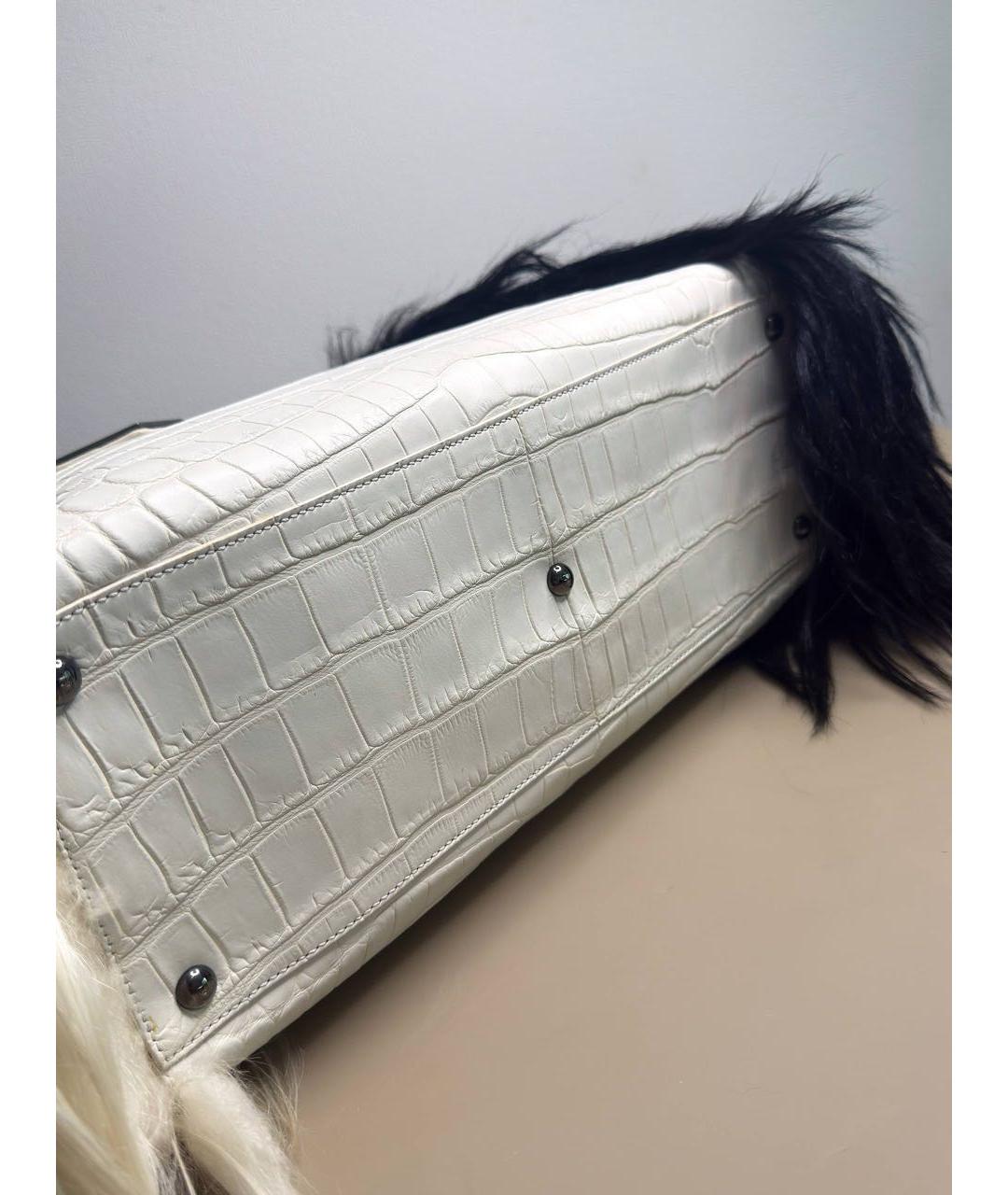 FENDI Белая кожаная сумка тоут, фото 8