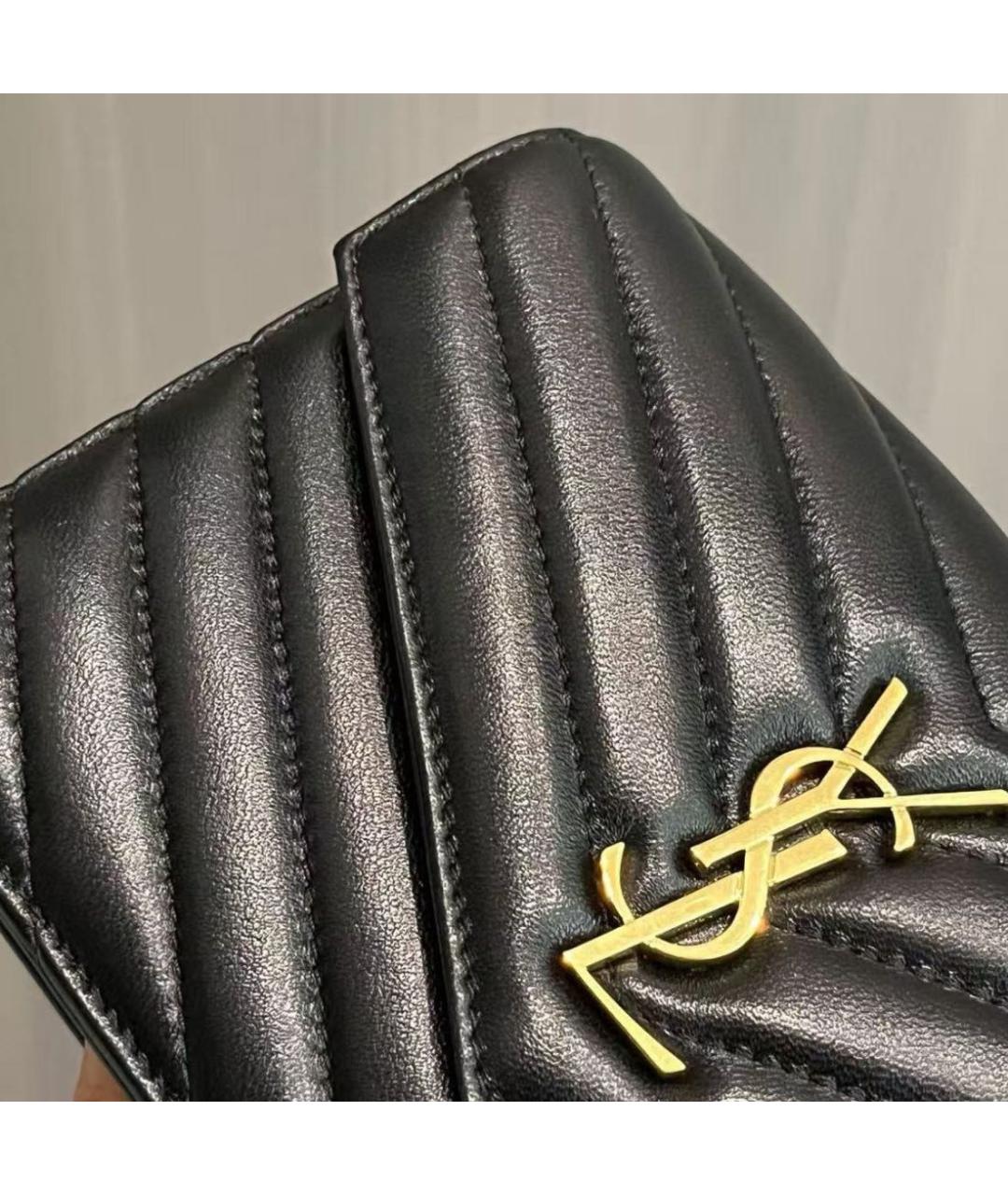 SAINT LAURENT Черная кожаная сумка через плечо, фото 3