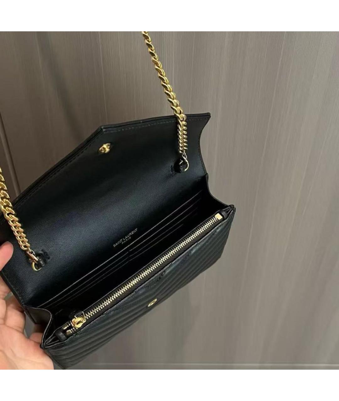 SAINT LAURENT Черная кожаная сумка через плечо, фото 4