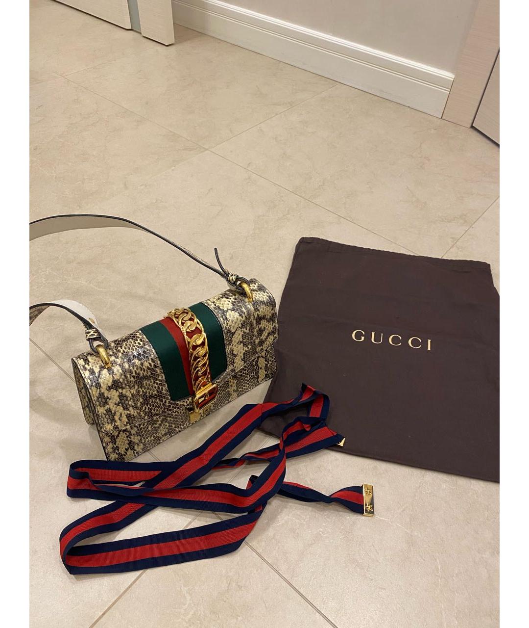 GUCCI Бежевая сумка через плечо из экзотической кожи, фото 3